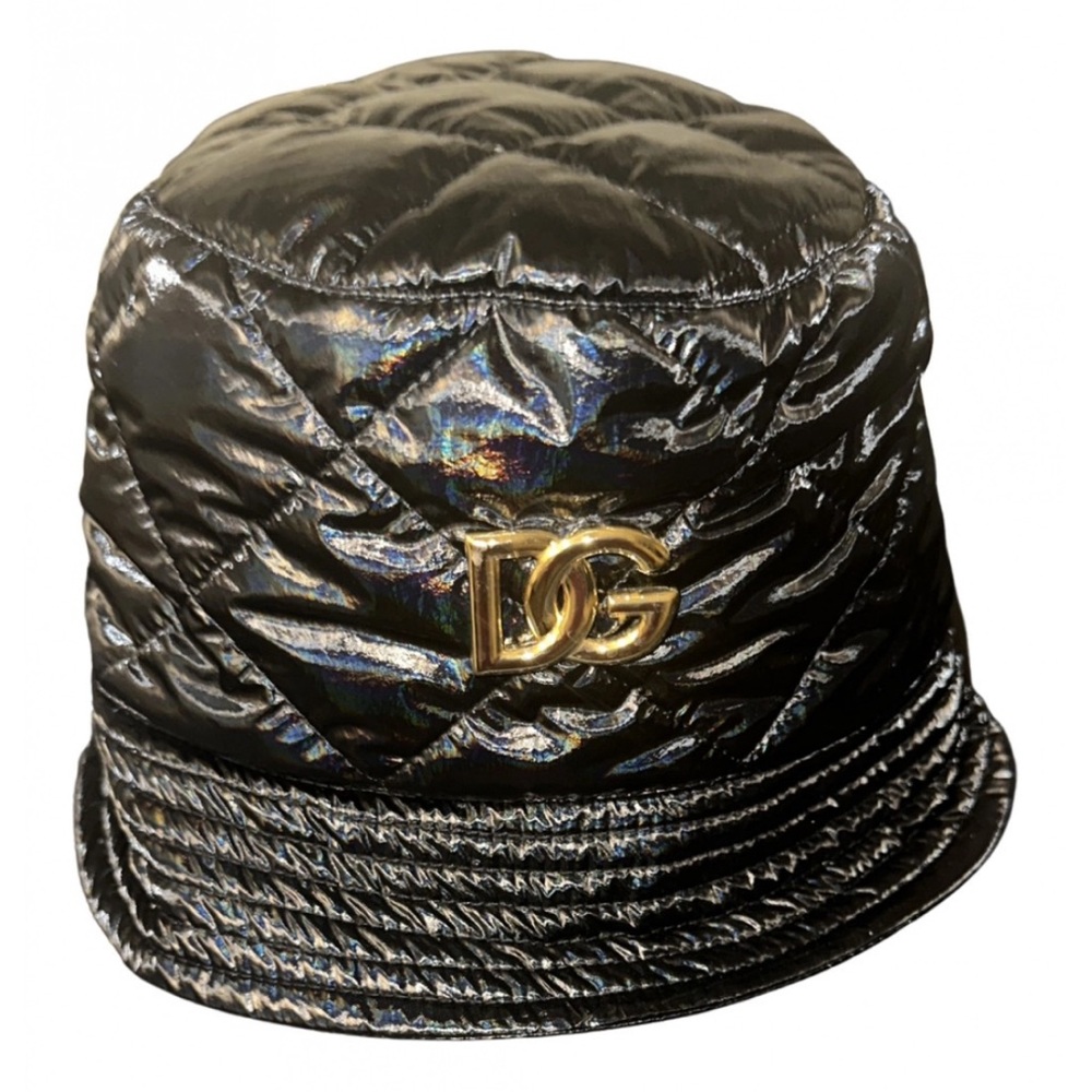 Dolce & Gabbana Black Quilted Hat with Gold Logo